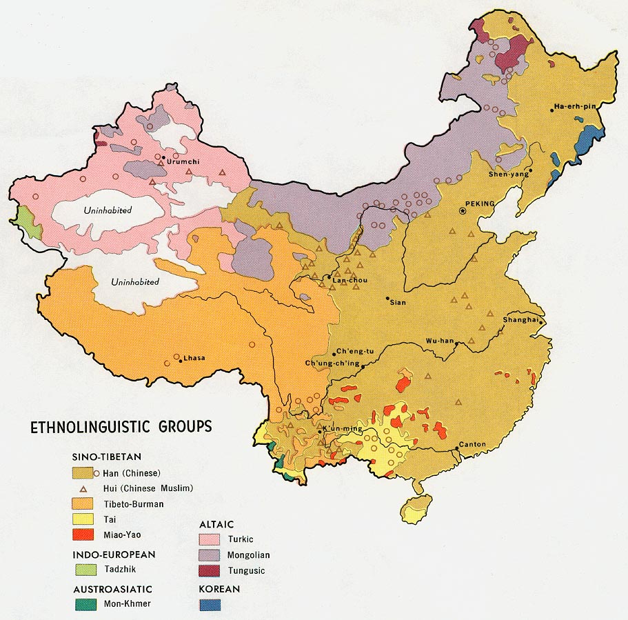 china ethnolinguistic map 1971