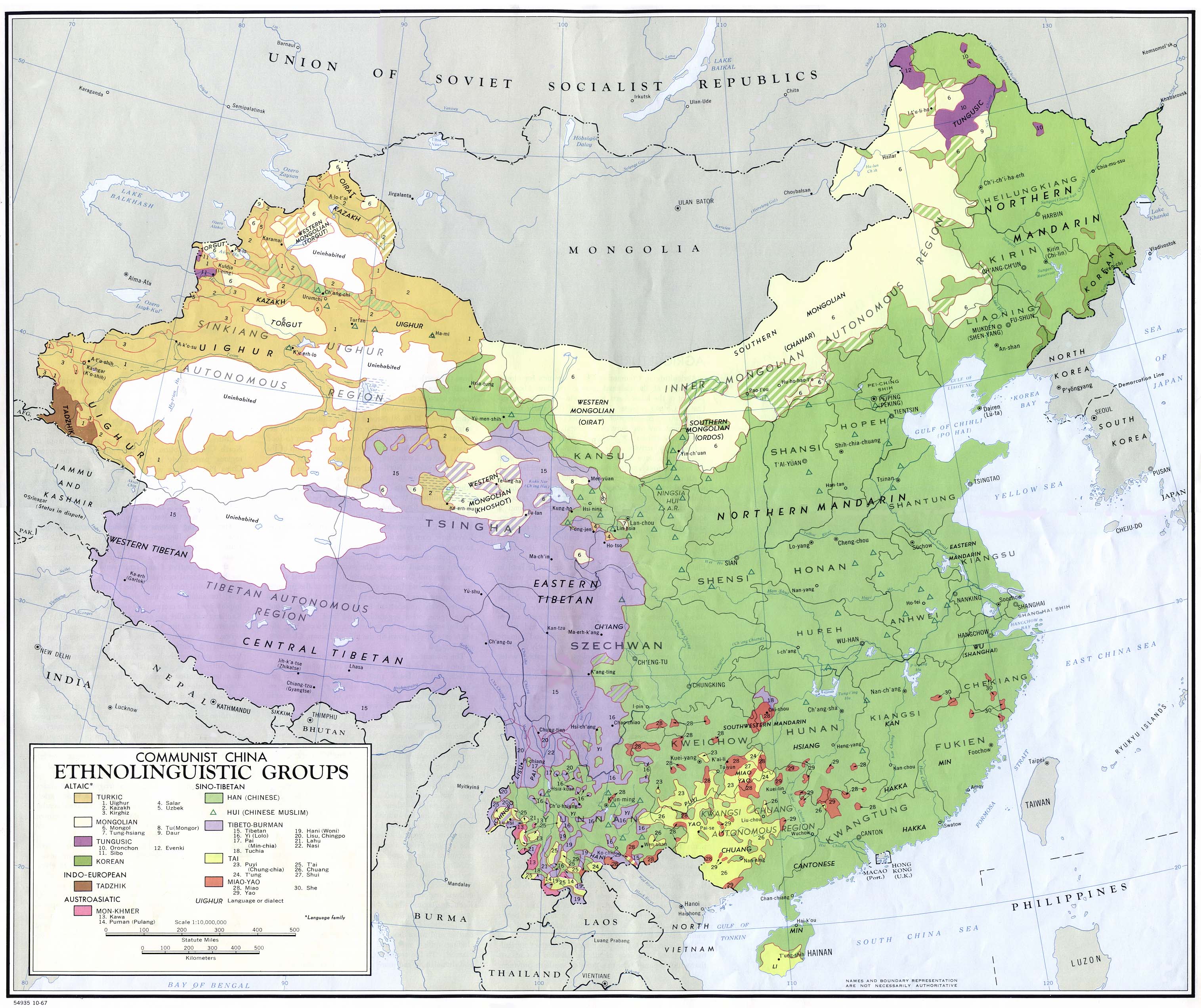 china ethnolinguistic map 1967