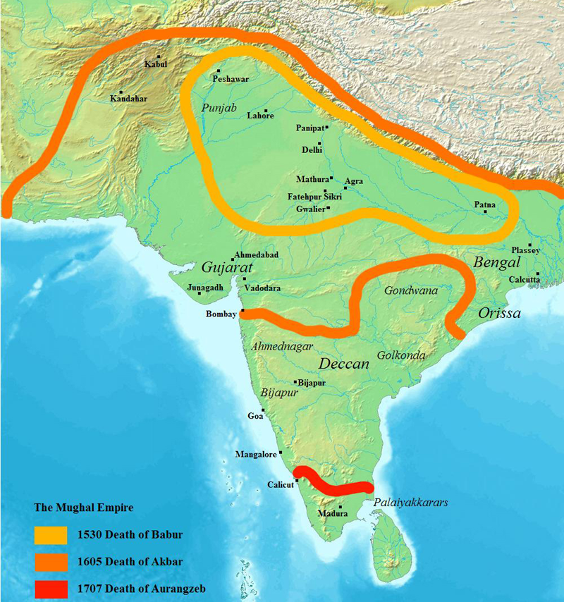 Mughal Historical Map 1530-1707